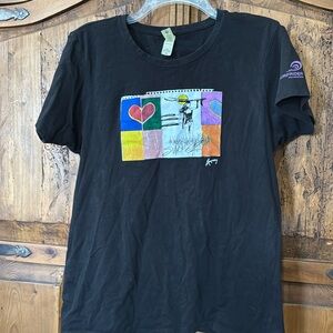 Black Graphic T-Shirt with Colorful Design